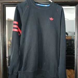 Adidas Men's Crewneck Sweater in Black with Red Details